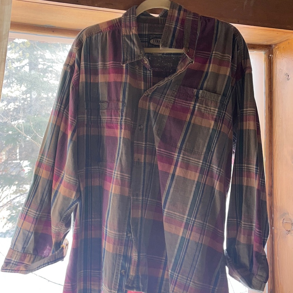 Oversized Vintage cotton Plaid button down shirt